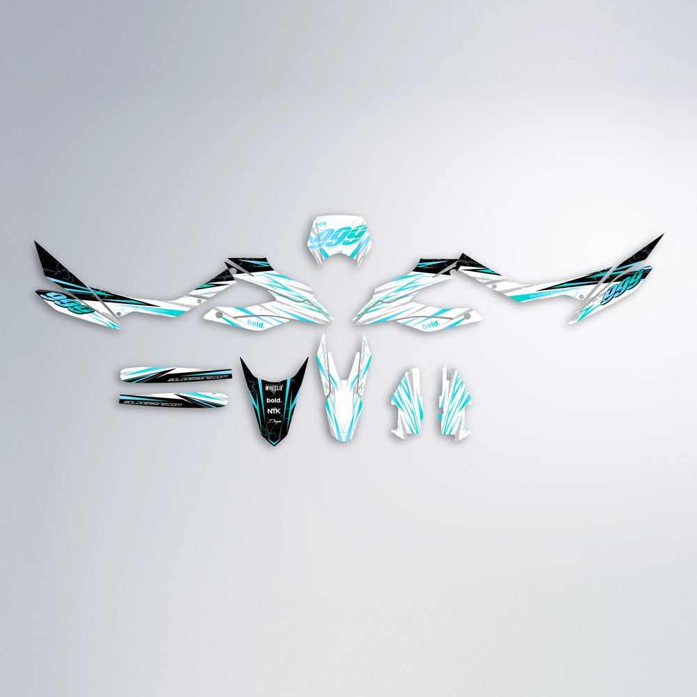 SUNRISE Aprilia SX 125 graphics kit parts layout in Teal