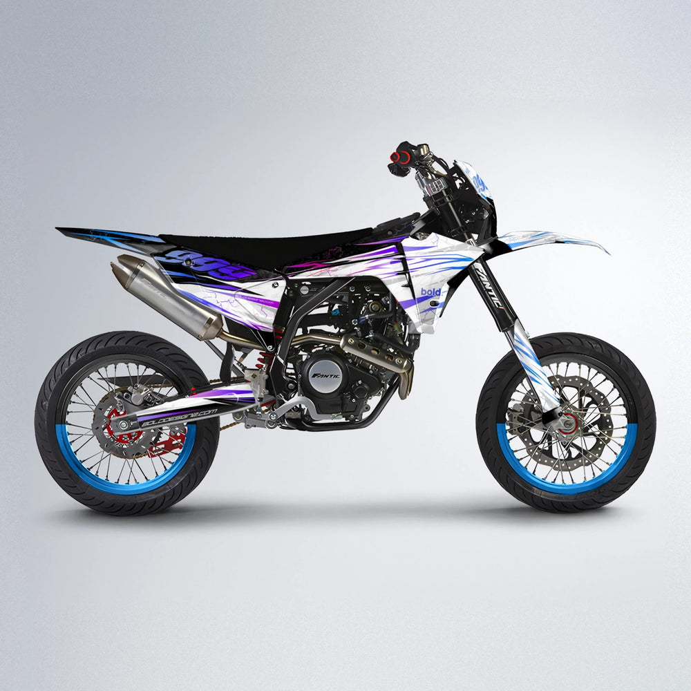 SUNRISE Fantic supermoto graphics kit in Blue Purple Fade