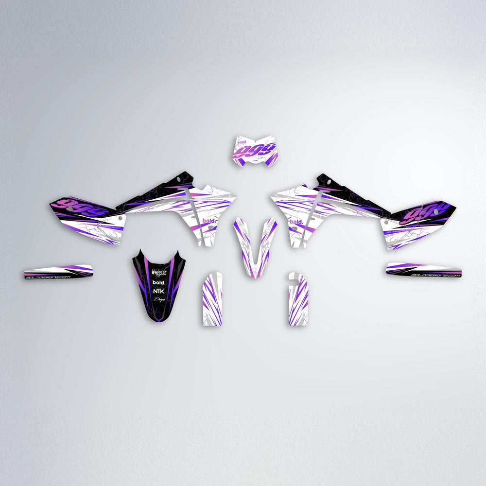 SUNRISE Fantic graphics kit parts layout in Purple