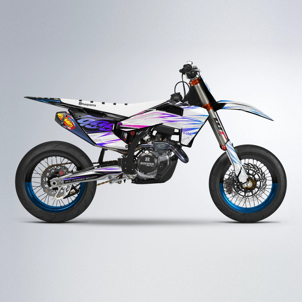 SUNRISE Husqvarna FE/TE supermoto graphics kit in Blue Purple Fade