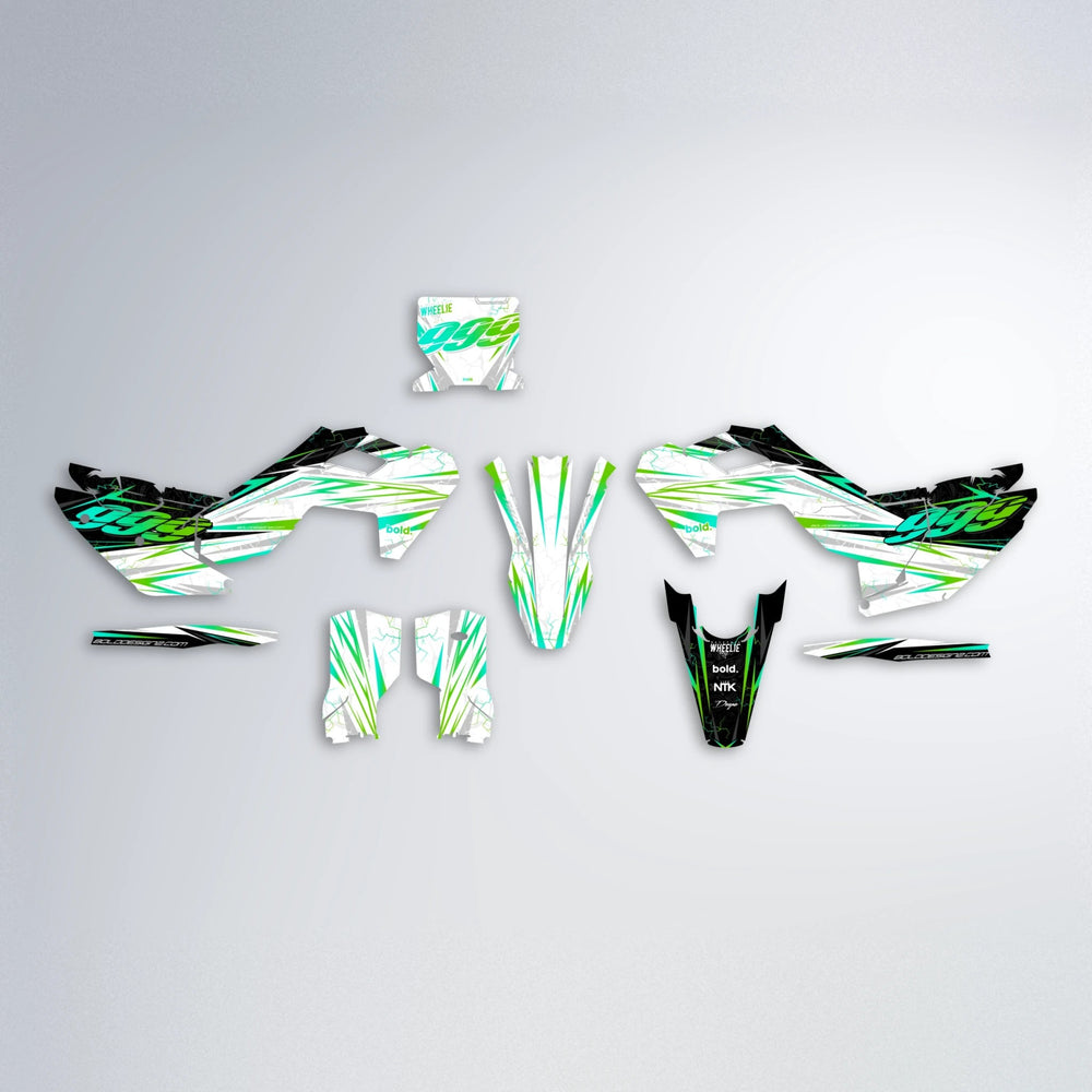 SUNRISE Husqvarna FE/TE graphics kit parts layout in Green