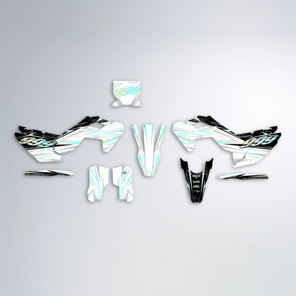 SUNRISE Husqvarna FE/TE graphics kit parts layout in Mint