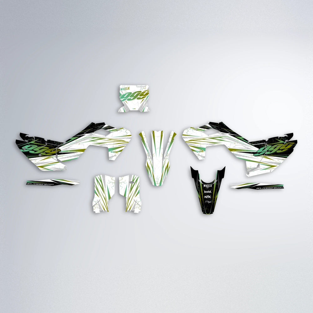 SUNRISE Husqvarna FE/TE graphics kit parts layout in Olive