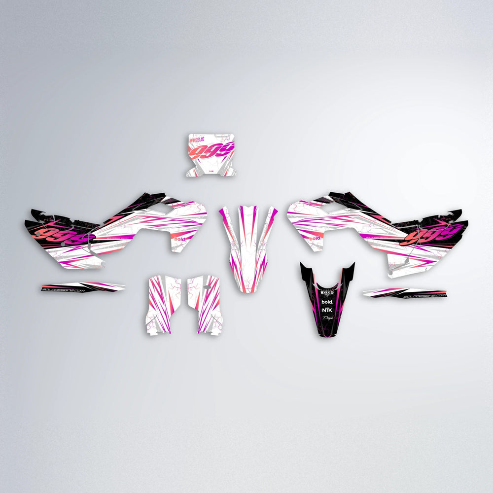 SUNRISE Husqvarna FE/TE graphics kit parts layout in Pink