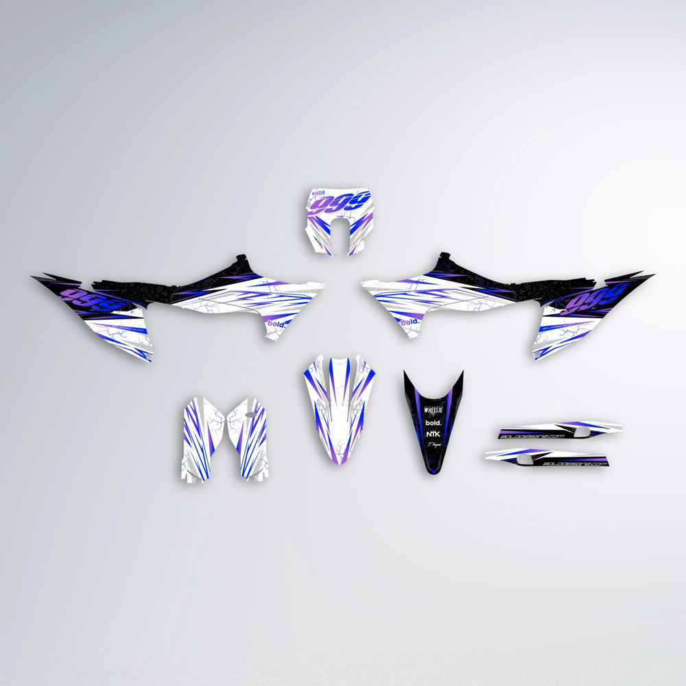 SUNRISE Stark Varg SM graphics kit parts layout in Blue