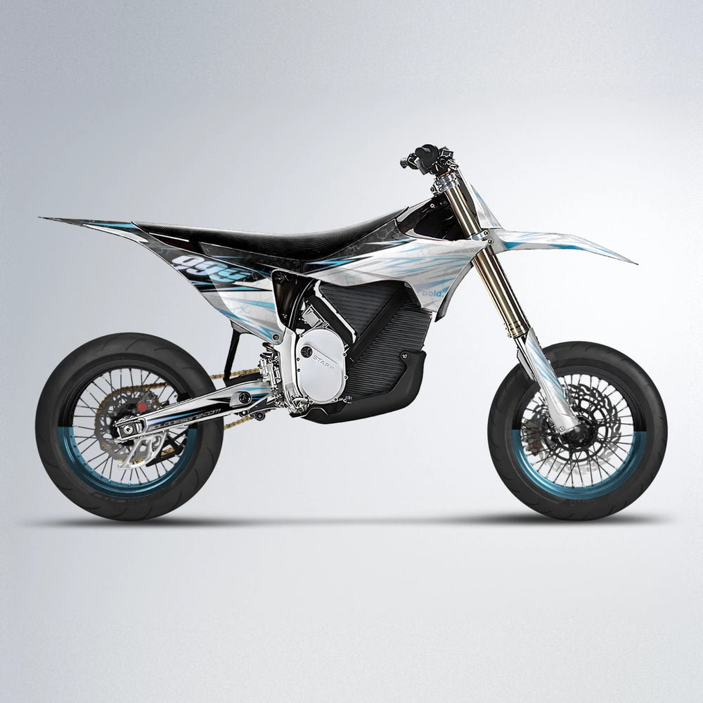 SUNRISE Stark Varg SM supermoto graphics kit in Light Blue & White