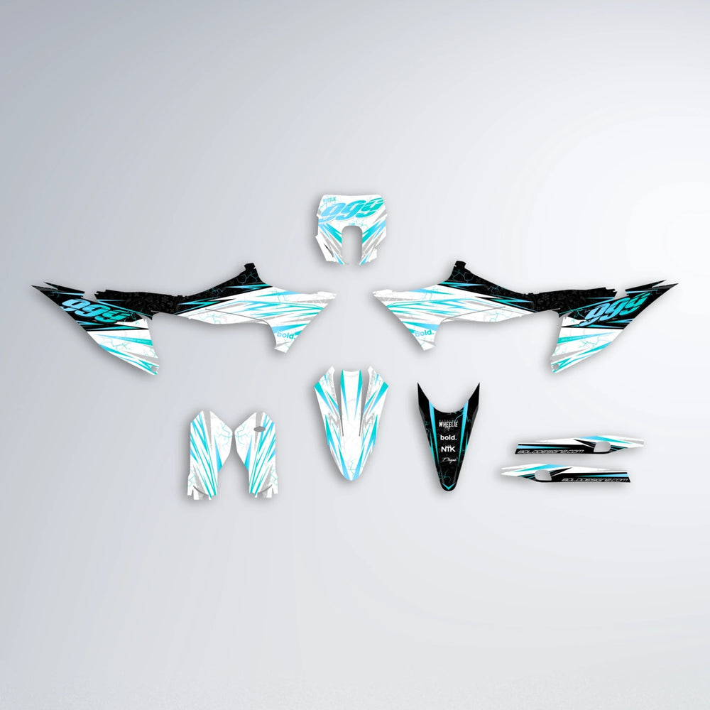 SUNRISE Stark Varg SM graphics kit parts layout in Teal
