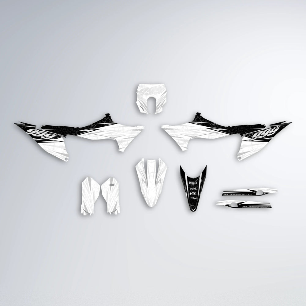SUNRISE Stark Varg SM graphics kit parts layout in White