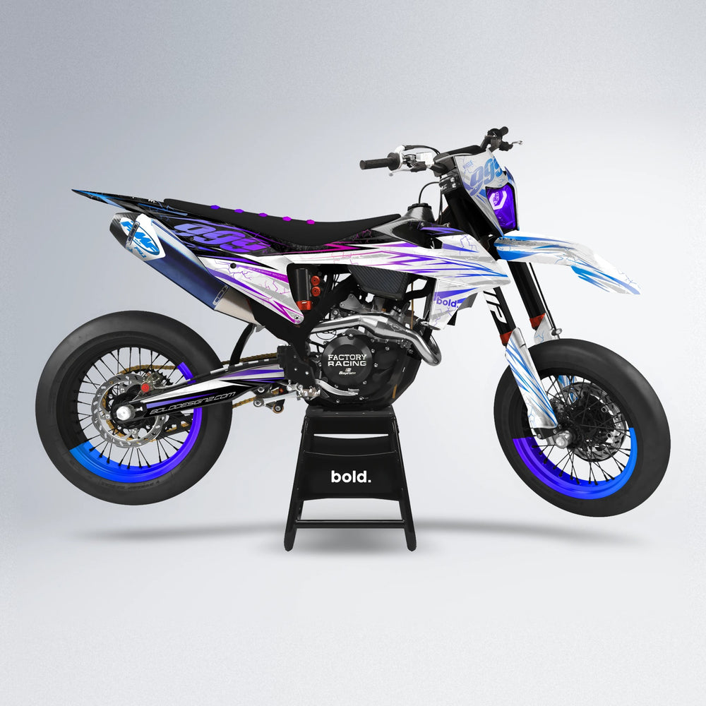 SUNRISE supermoto graphics kit in Blue Purple Fade