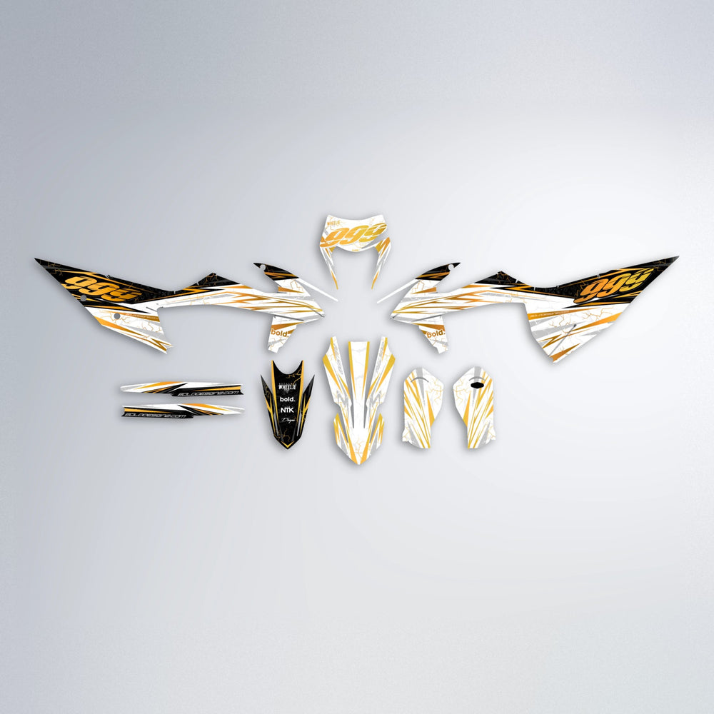 SUNRISE graphics kit parts layout in Gold Chrome