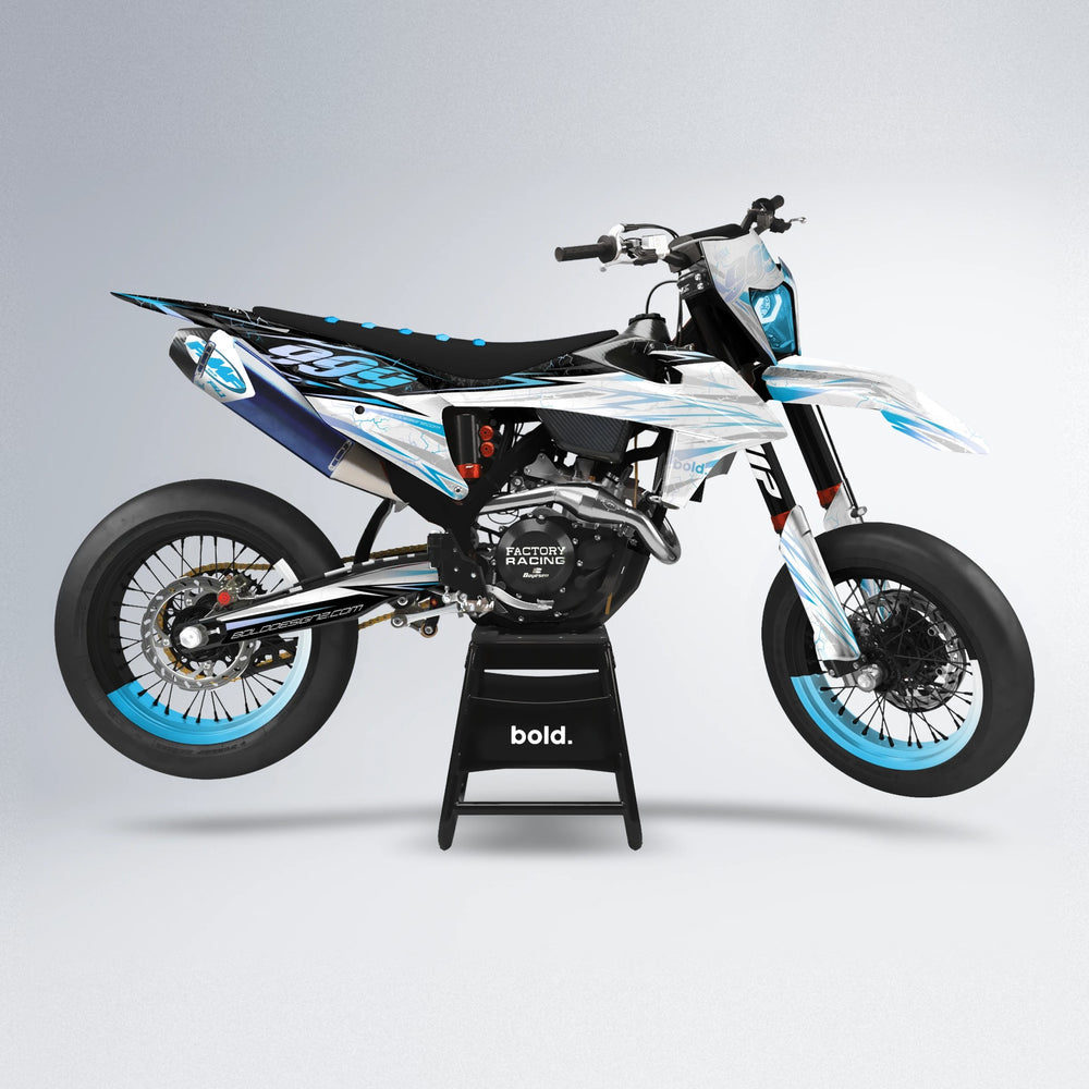 SUNRISE supermoto graphics kit in Light Blue & White