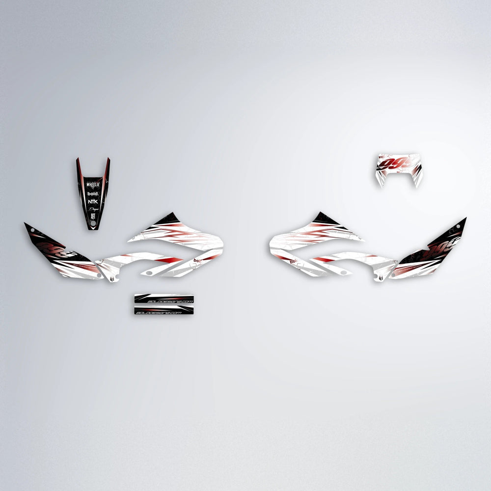 SUNRISE Yamaha WR 125X graphics kit parts layout in Black & Red
