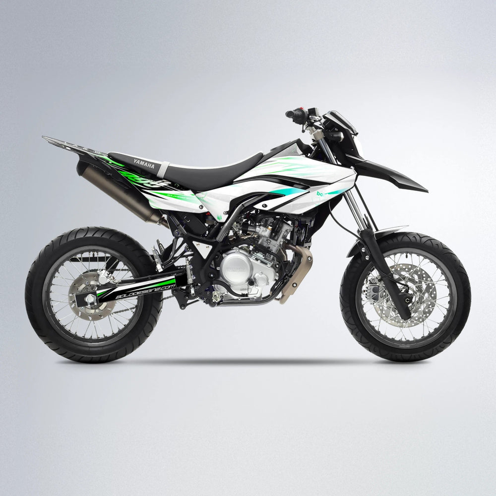 SUNRISE Yamaha WR 125X supermoto graphics kit in Cyan & Green