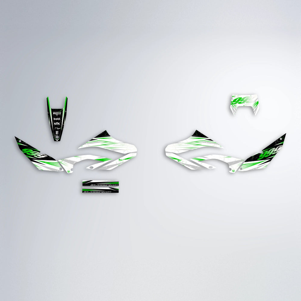 SUNRISE Yamaha WR 125X graphics kit parts layout in Green