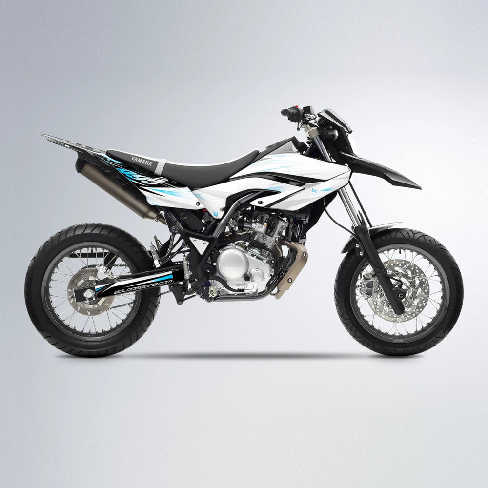 SUNRISE Yamaha WR 125X supermoto graphics kit in Light Blue & White