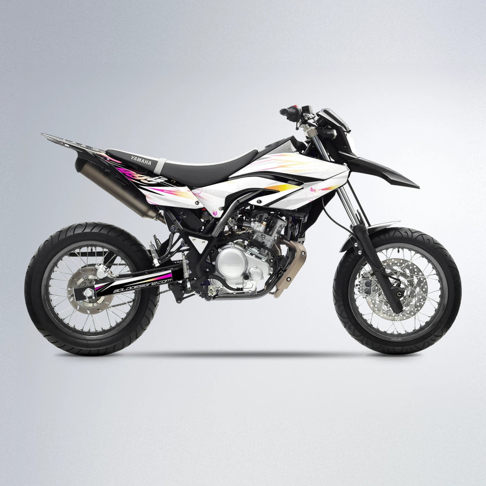 SUNRISE Yamaha WR 125X supermoto graphics kit in Pink & Yellow