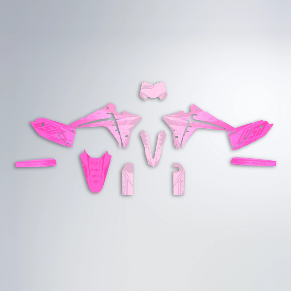 TEMPEST Fantic graphics kit parts layout in Flamingo