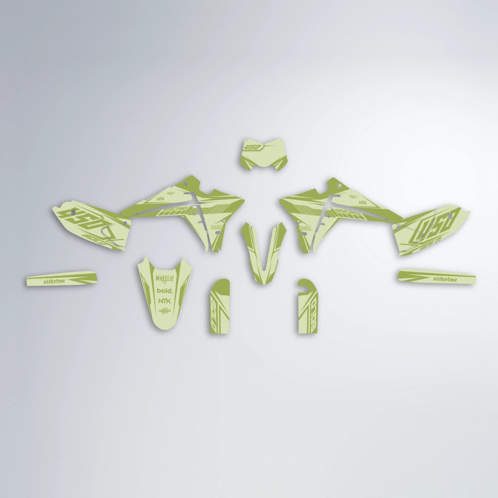 TEMPEST Fantic graphics kit parts layout in Olive