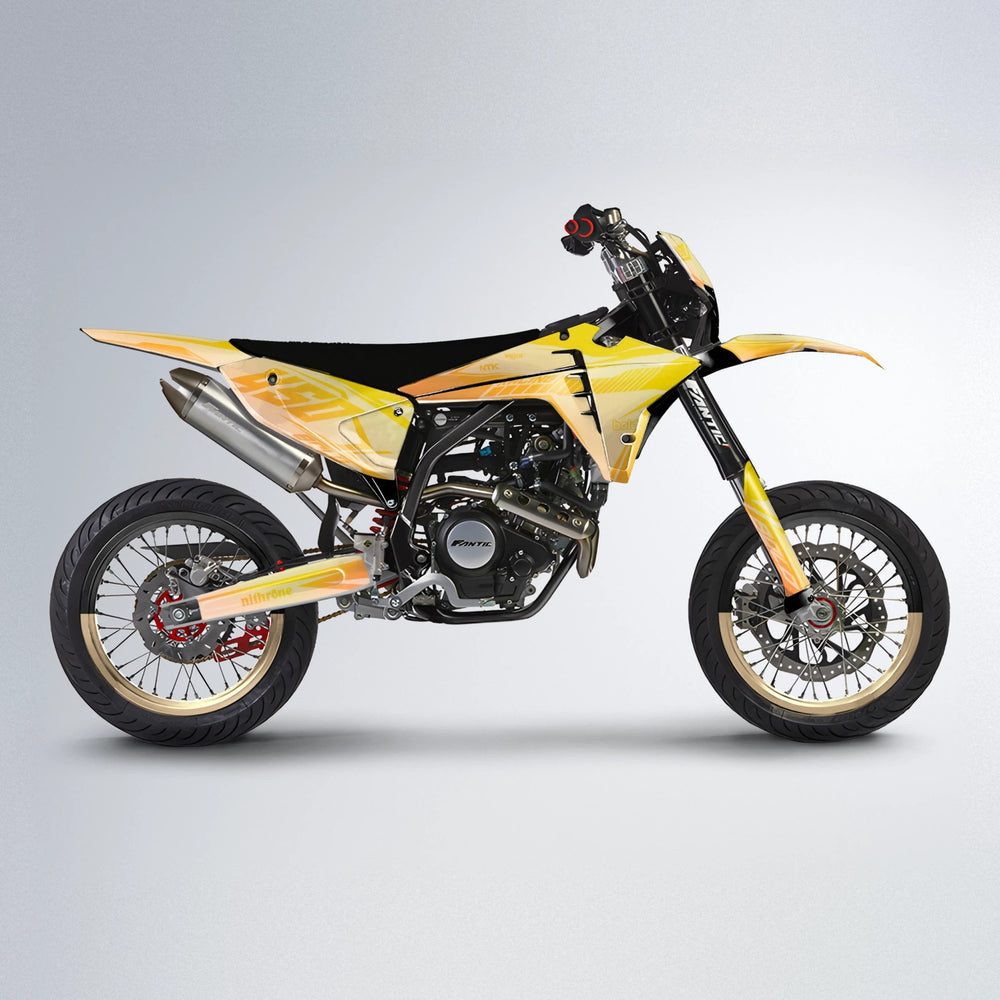 TEMPEST Fantic supermoto graphics kit in Orange & Yellow