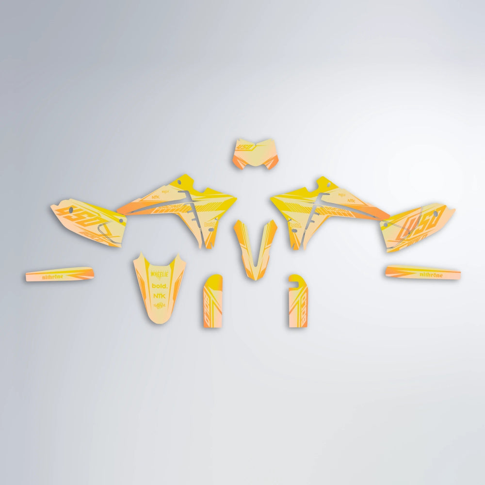 TEMPEST Fantic graphics kit parts layout in Orange & Yellow