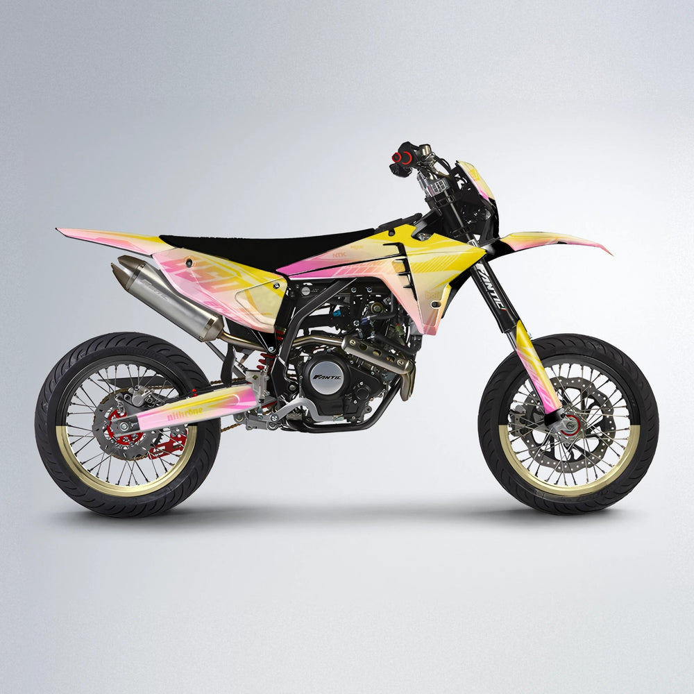 TEMPEST Fantic supermoto graphics kit in Pink & Yellow