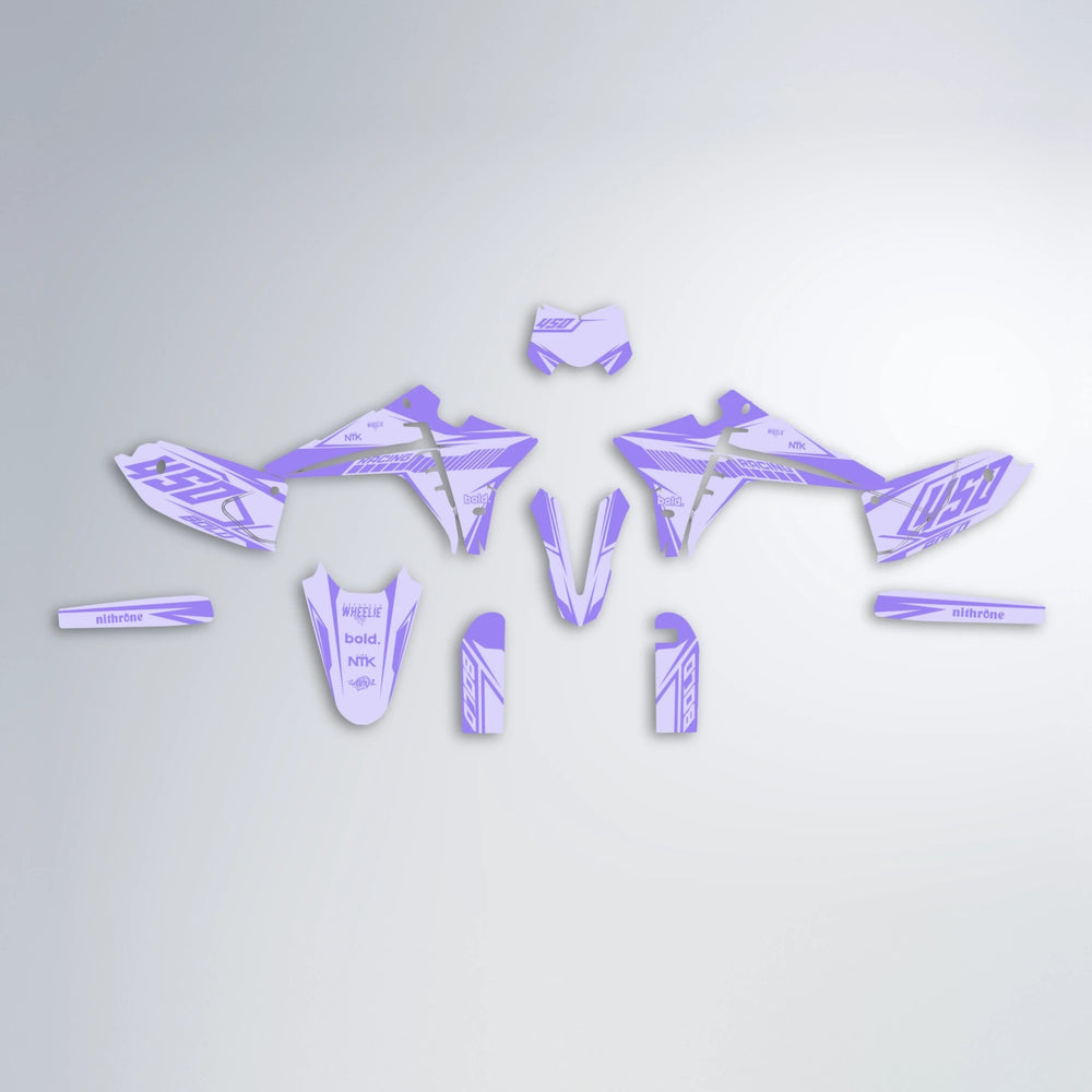 TEMPEST Fantic graphics kit parts layout in Purple