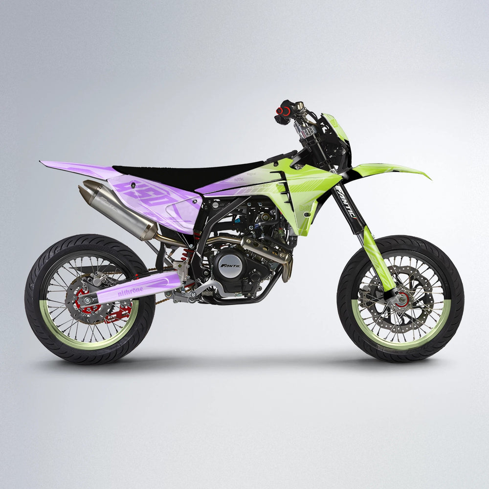 TEMPEST Fantic supermoto graphics kit in Purple & Yellow