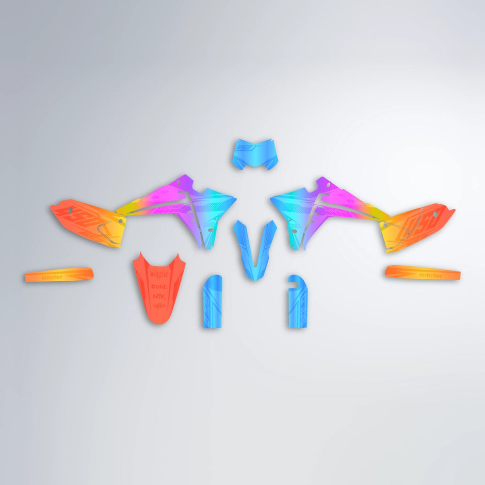 TEMPEST Fantic graphics kit parts layout in Sunset Fade