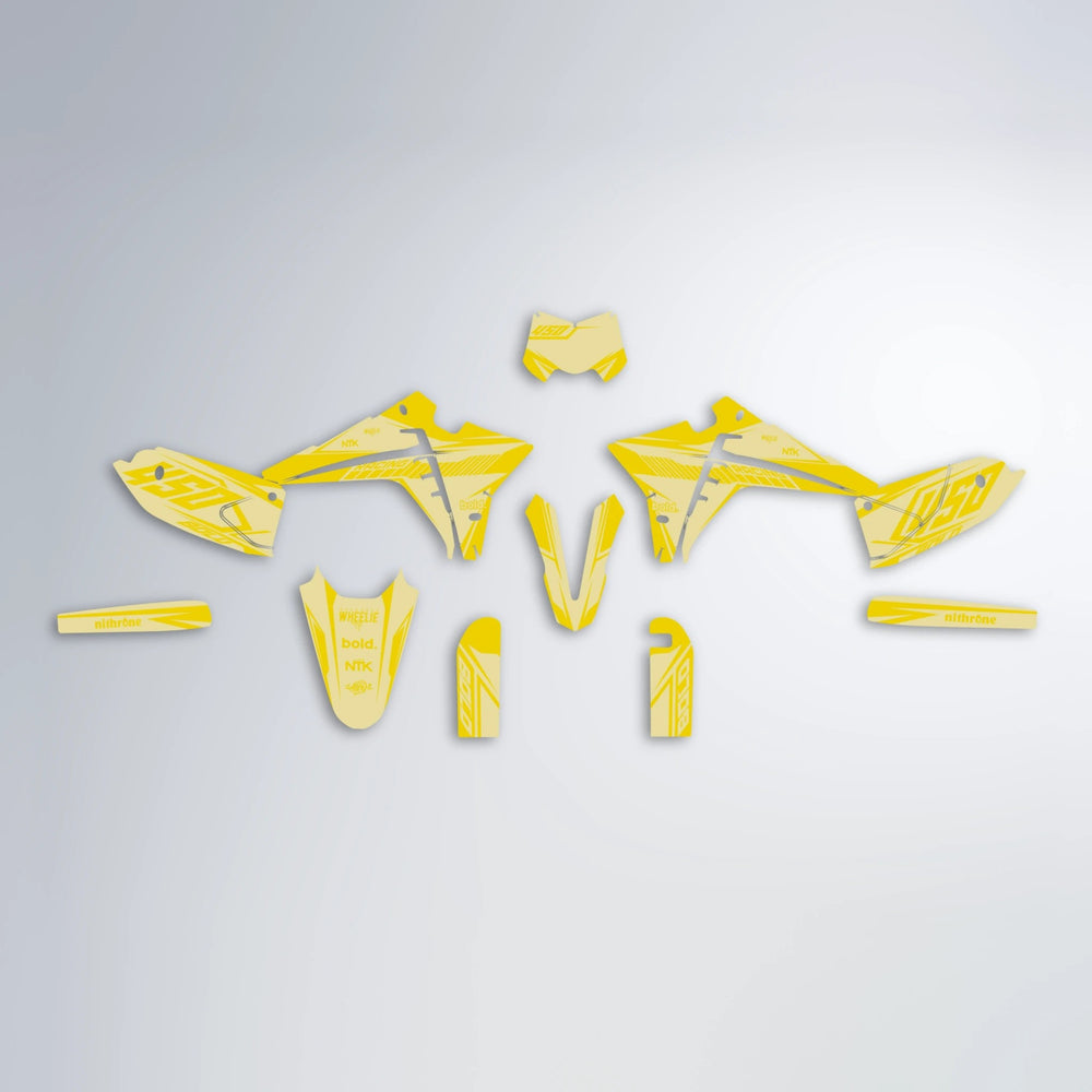 TEMPEST Fantic graphics kit parts layout in Yellow