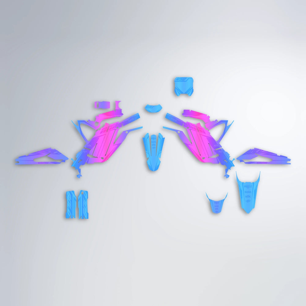 TEMPEST Sur-Ron Light Bee graphics kit parts layout in Blue Purple Fade