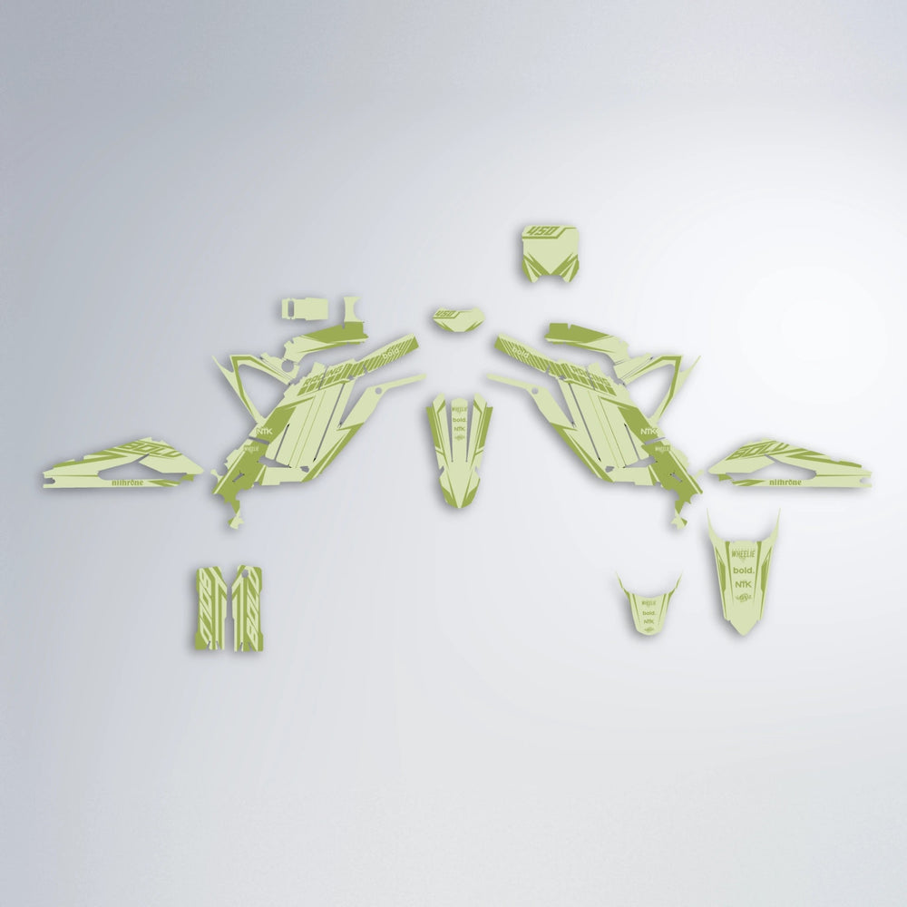 TEMPEST Sur-Ron Light Bee graphics kit parts layout in Olive