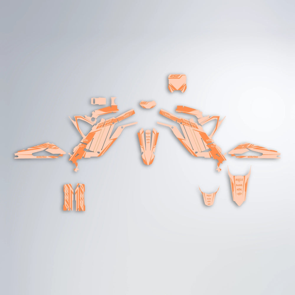 TEMPEST Sur-Ron Light Bee graphics kit parts layout in Orange