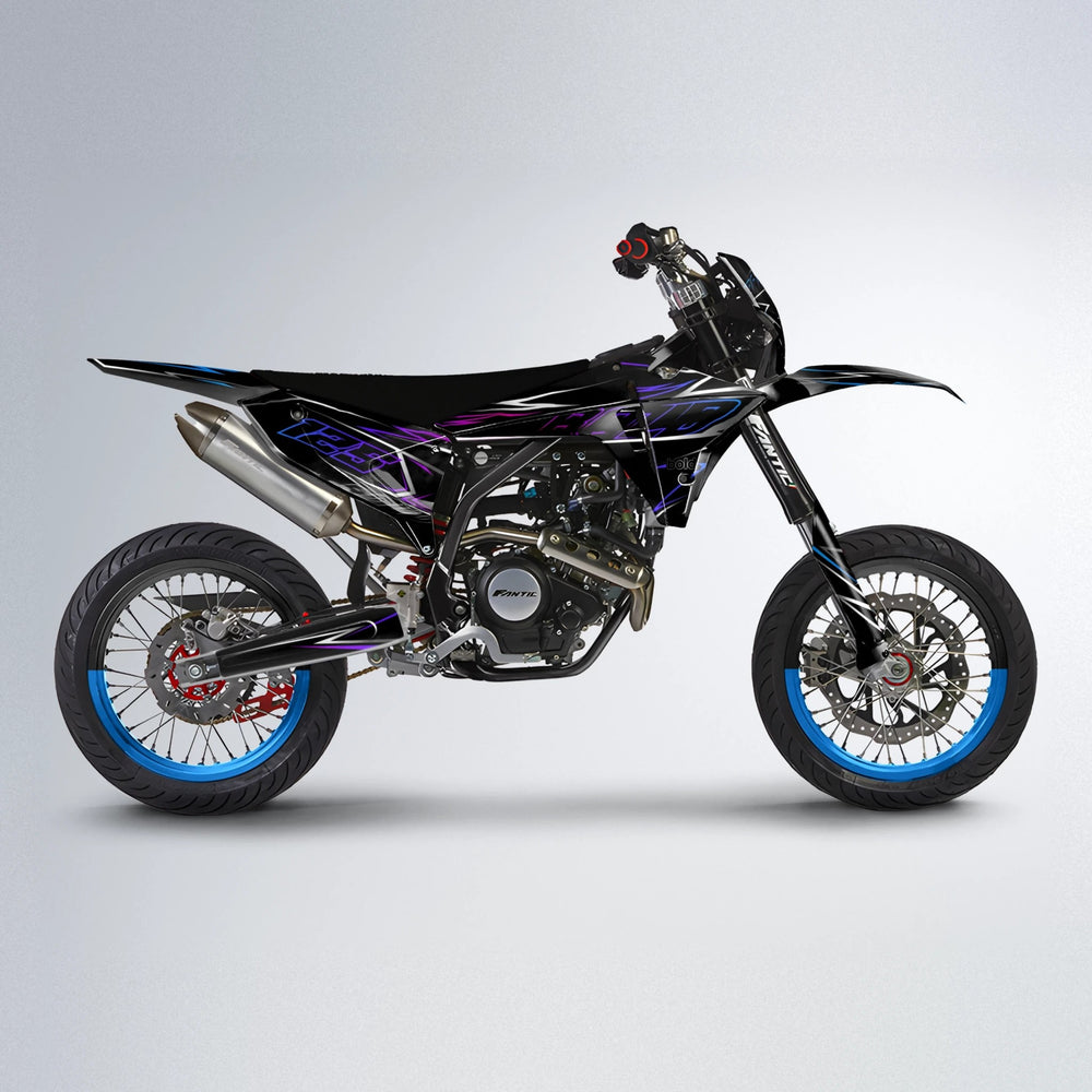 TEMPTATION Fantic supermoto graphics kit in Blue Purple Fade