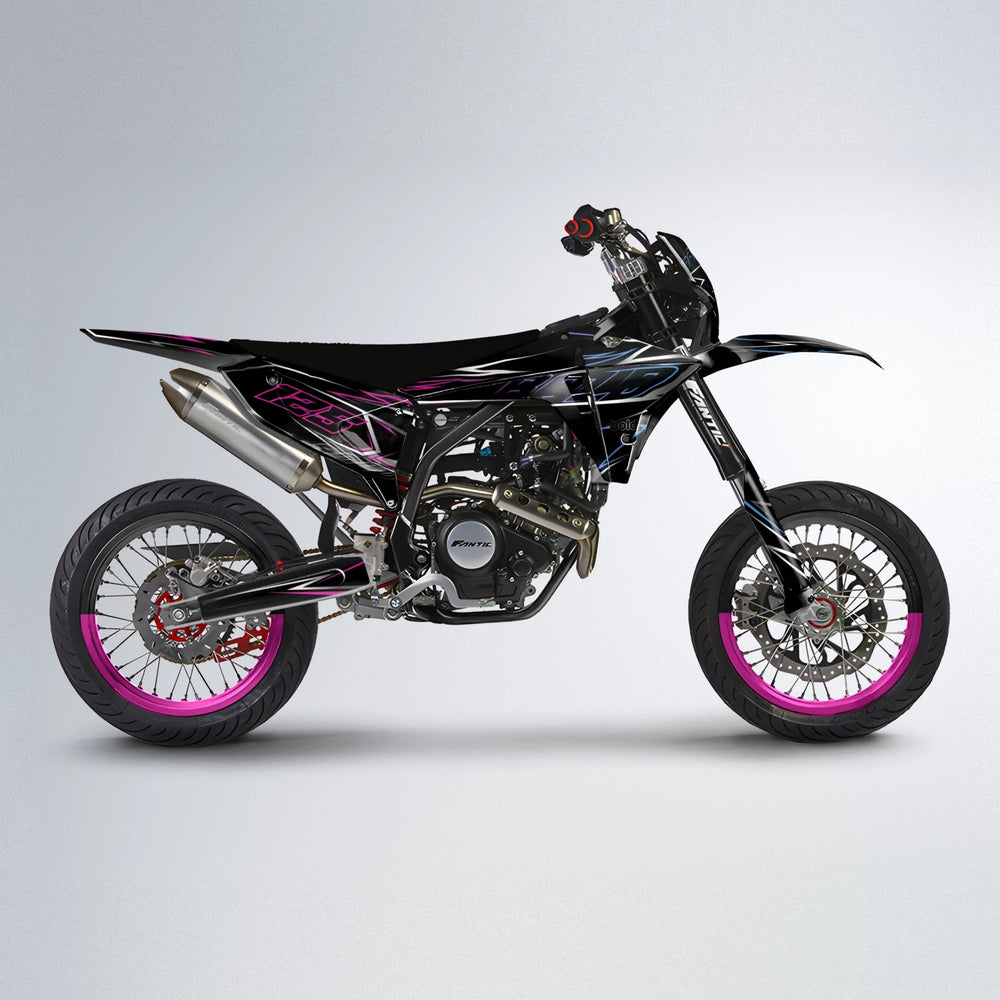 TEMPTATION Fantic supermoto graphics kit in Pink & Light Blue