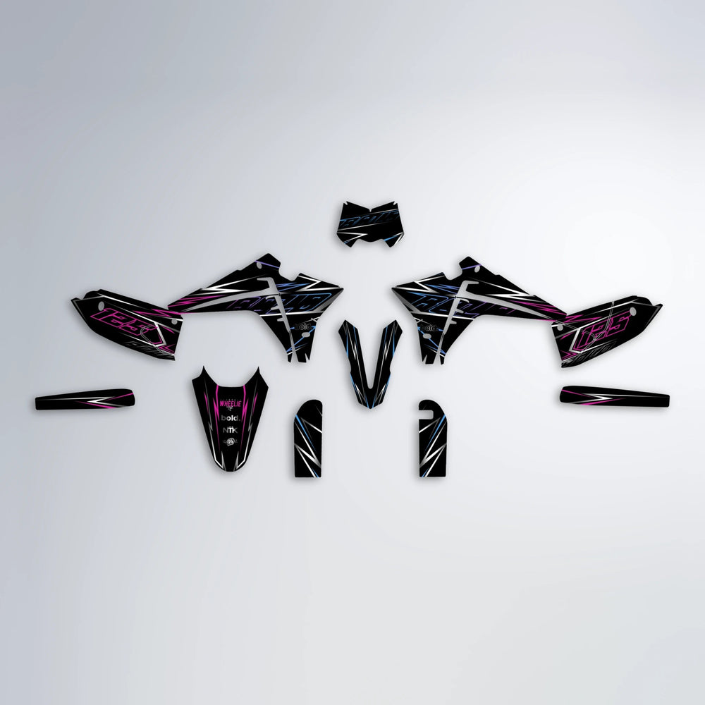 TEMPTATION Fantic graphics kit parts layout in Pink & Light Blue