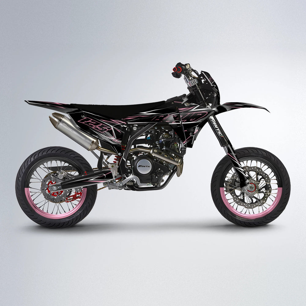 TEMPTATION Fantic supermoto graphics kit in Sakura Pink