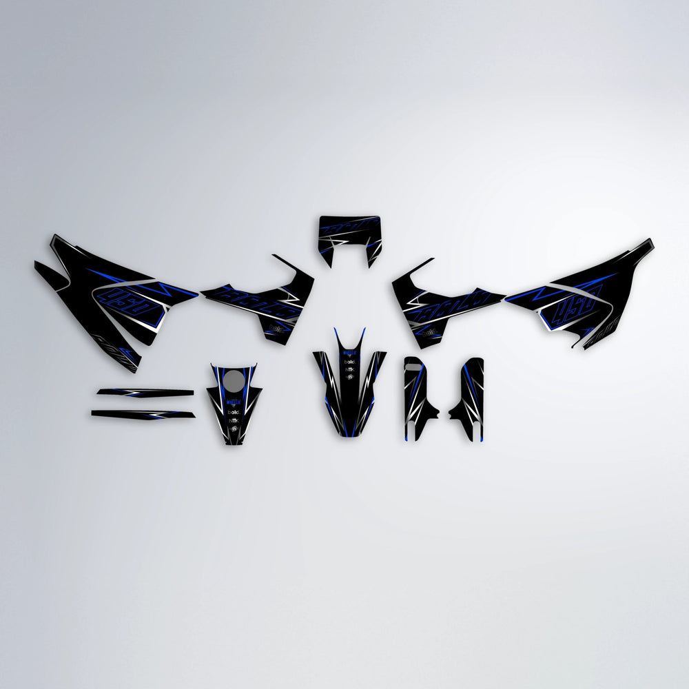 TEMPTATION Husqvarna 701 graphics kit parts layout in Blue