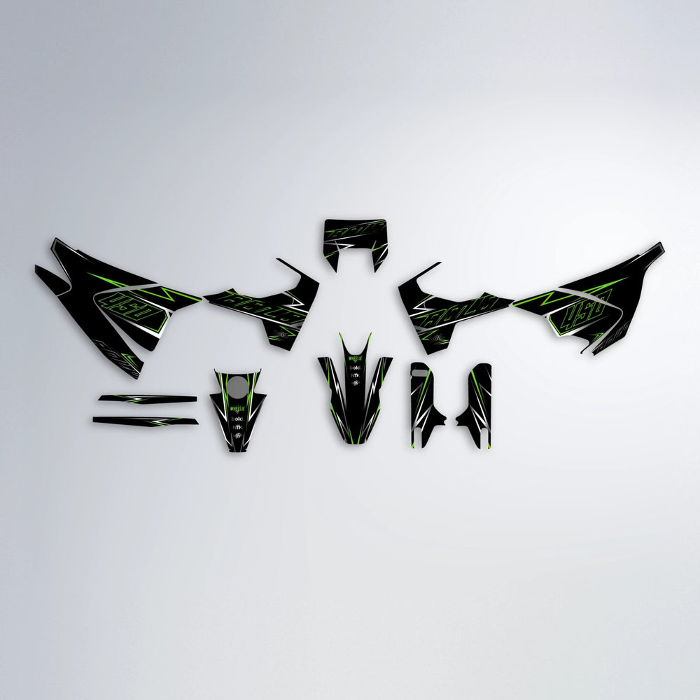 TEMPTATION Husqvarna 701 graphics kit parts layout in Green