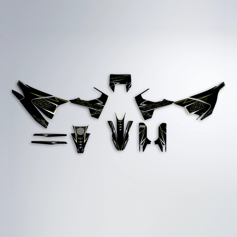 TEMPTATION Husqvarna 701 graphics kit parts layout in Olive