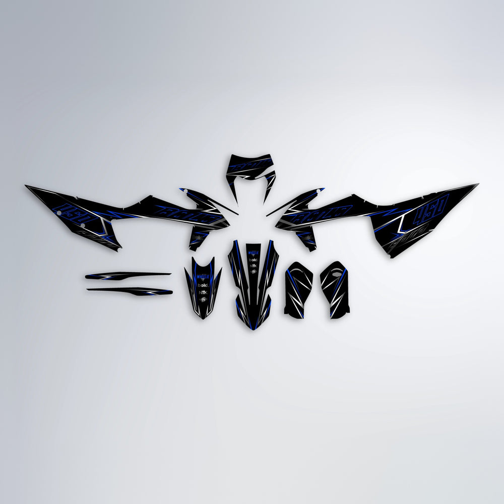 TEMPTATION graphics kit parts layout in Blue
