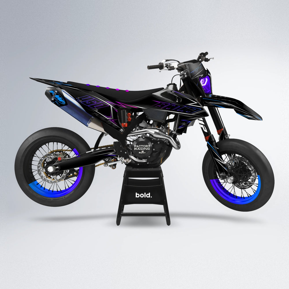 TEMPTATION supermoto graphics kit in Blue Purple Fade