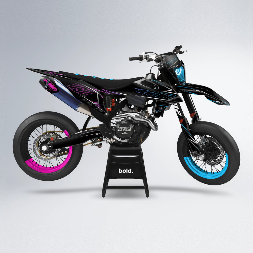 TEMPTATION supermoto graphics kit in Pink & Light Blue