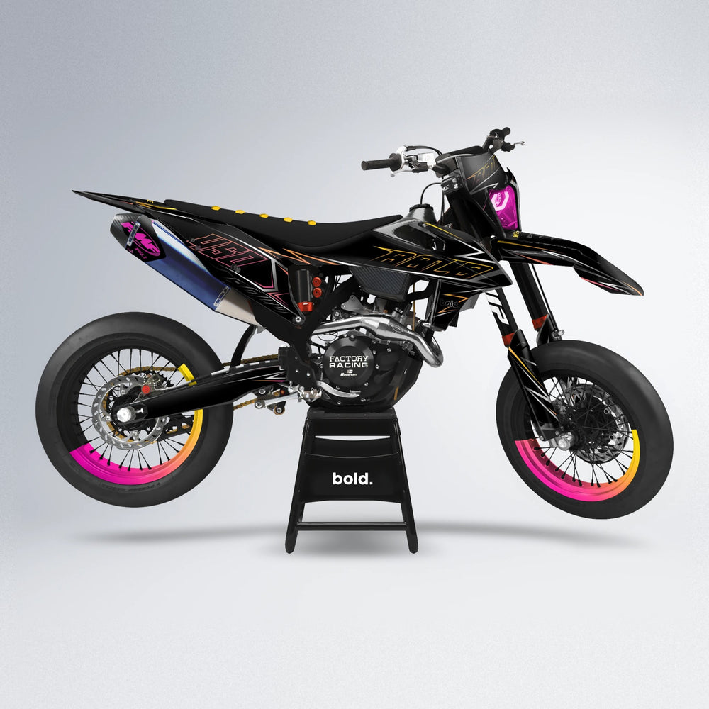 TEMPTATION supermoto graphics kit in Pink & Yellow