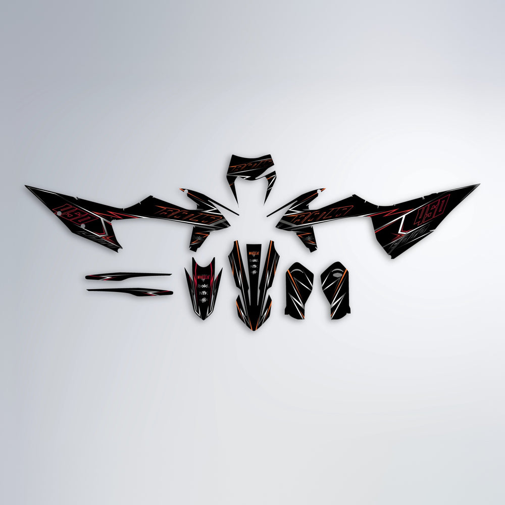 TEMPTATION graphics kit parts layout in Red & Orange