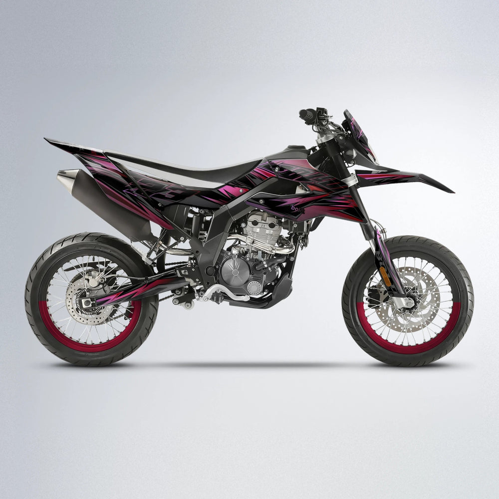THUNDERSTRUCK Aprilia SX 125 supermoto graphics kit in Black & Red