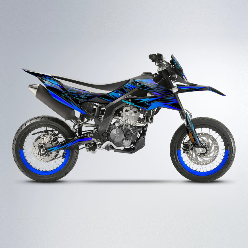 THUNDERSTRUCK Aprilia SX 125 supermoto graphics kit in Blue