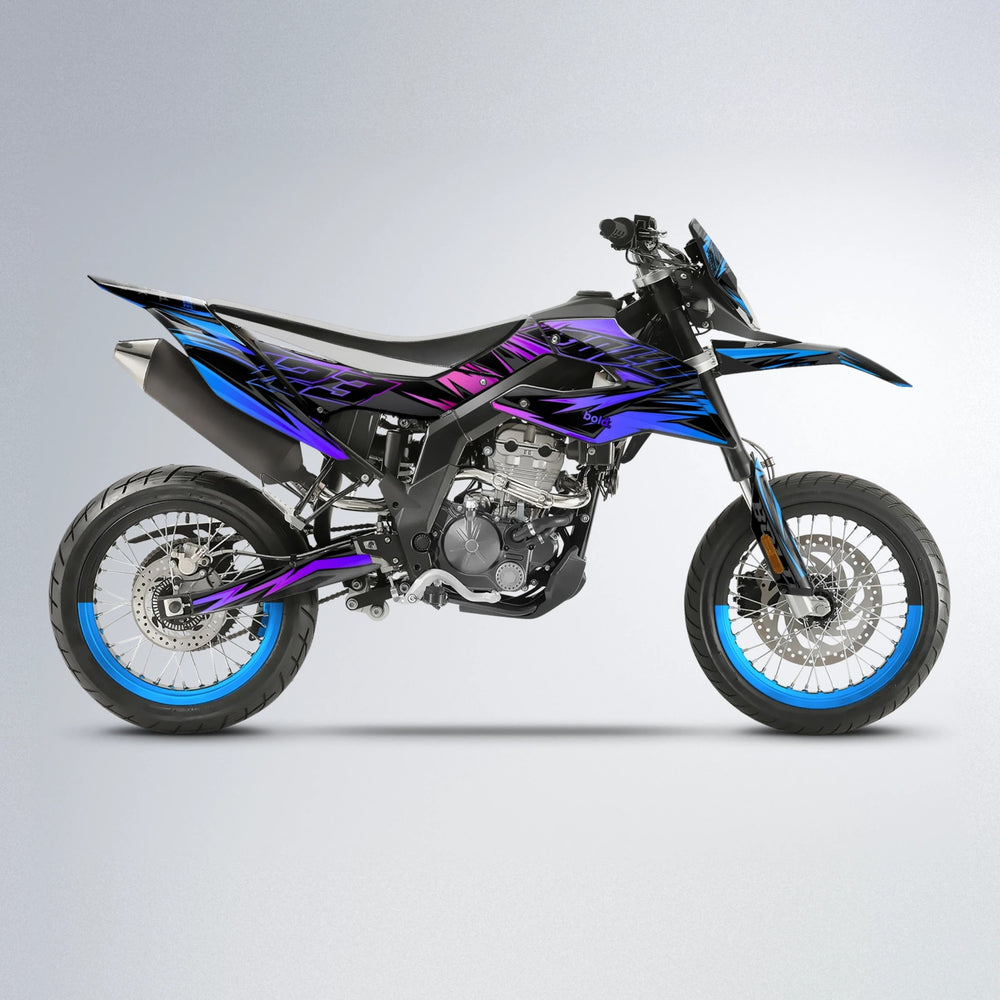 THUNDERSTRUCK Aprilia SX 125 supermoto graphics kit in Blue Purple Fade