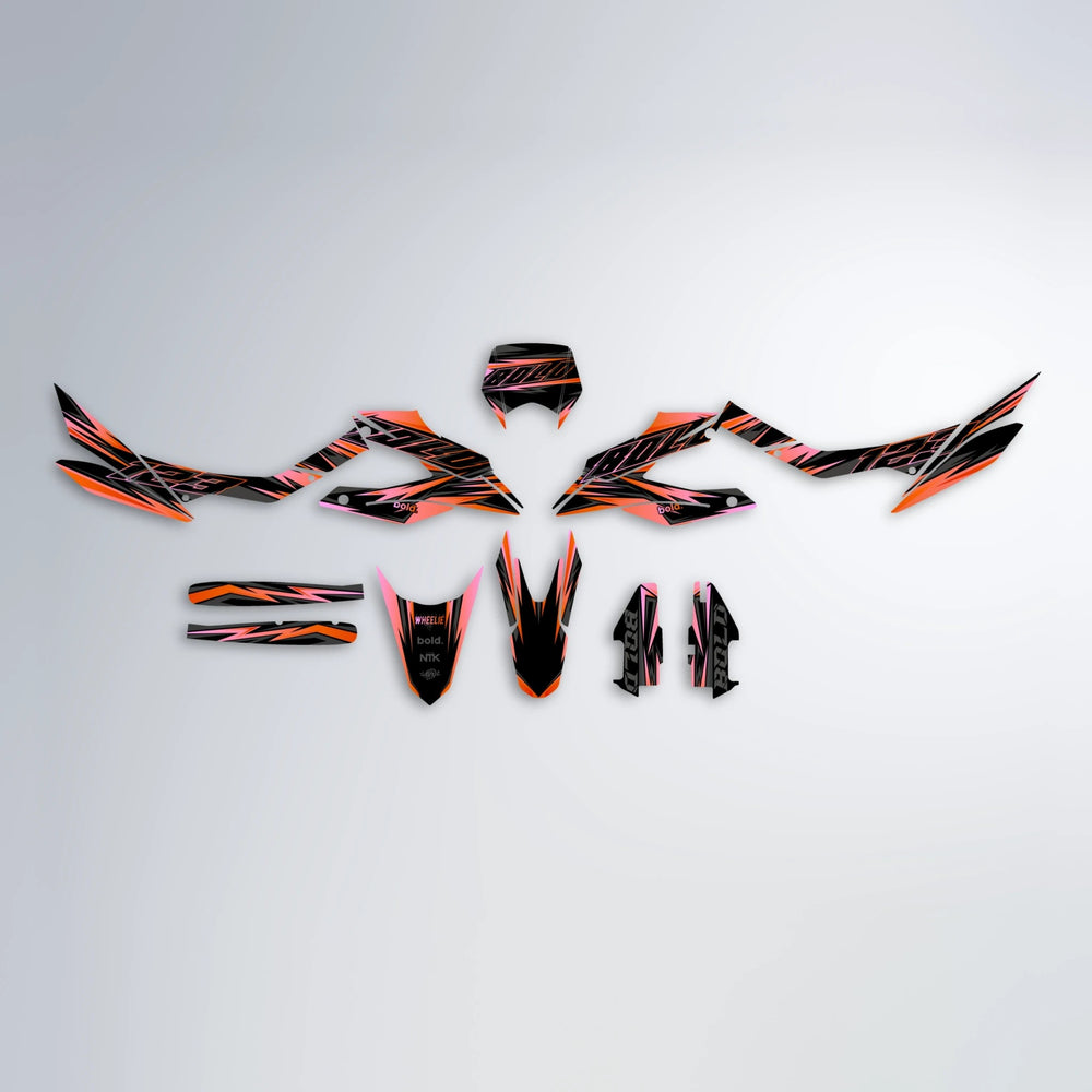 THUNDERSTRUCK Aprilia SX 125 graphics kit parts layout in Orange