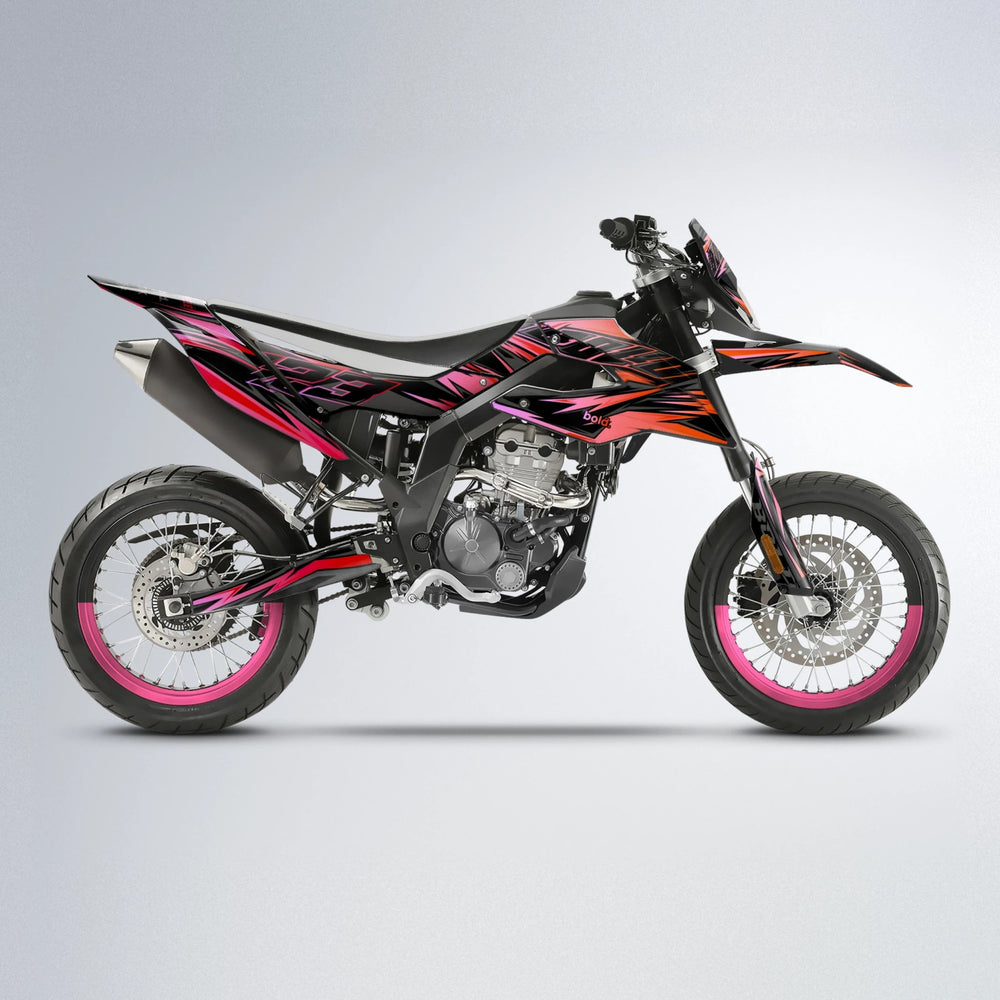 THUNDERSTRUCK Aprilia SX 125 supermoto graphics kit in Red & Orange