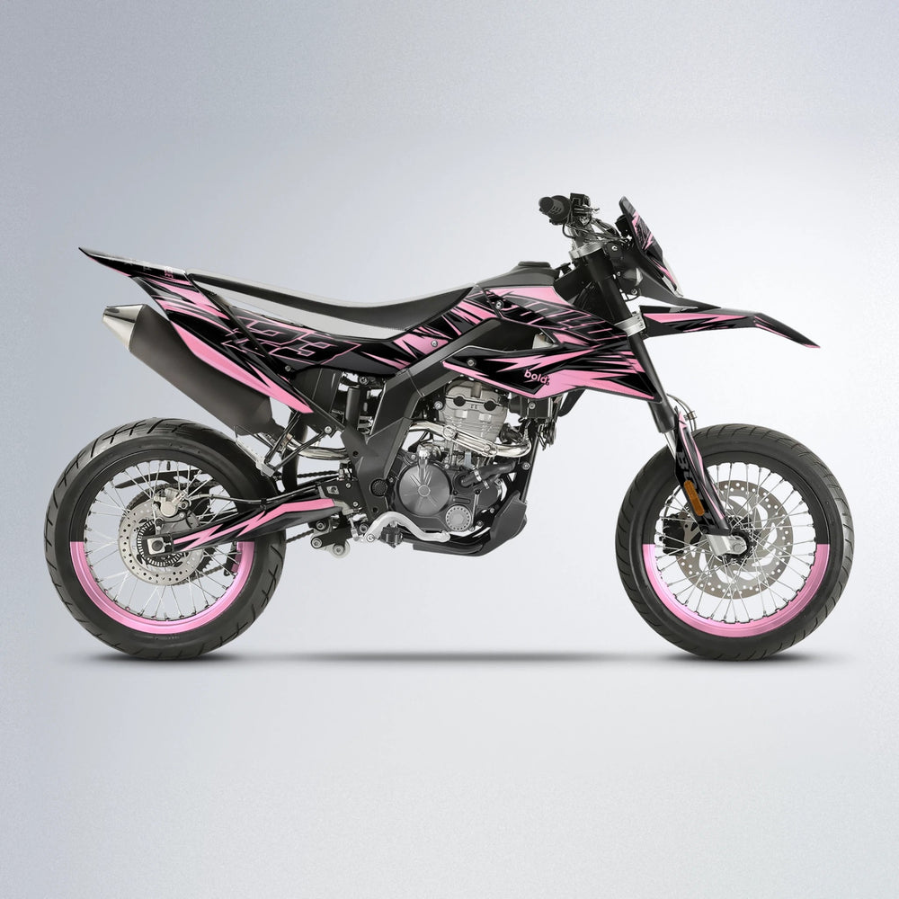 THUNDERSTRUCK Aprilia SX 125 supermoto graphics kit in Sakura Pink